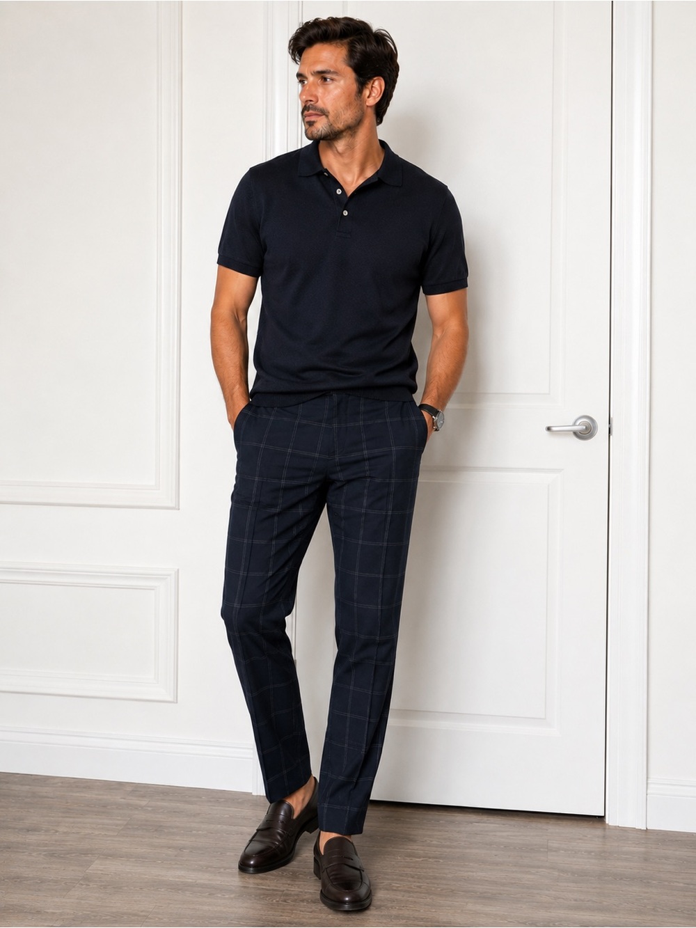 H&M Slim Fit Black Windowpane Plaid Dress Pants Men’s Size 29